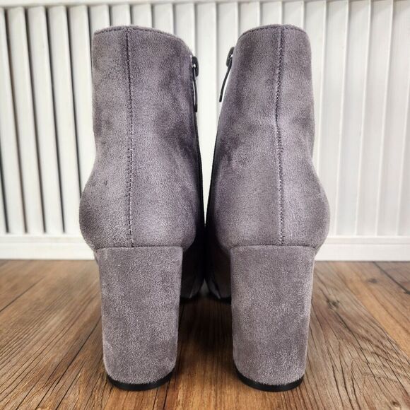 Dream Pairs Sianna Womens Sz 6 Light Gray Suede Side Zip Pointed Toe Ankle Boots - Picture 5 of 14